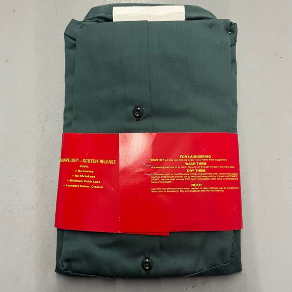 VTG 90's Dickies Green Deadstock Longsleeve Work Shirt Made IN USA SZ Medium - Picture 4 of 4